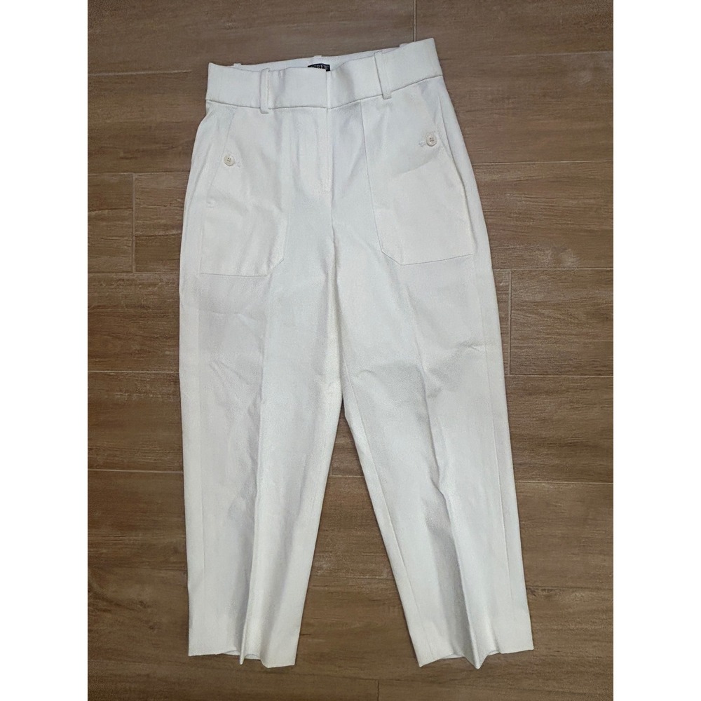 J.Crew Sydney‎ Crop Pants White Size 00 High Rise Pocket Straight Leg